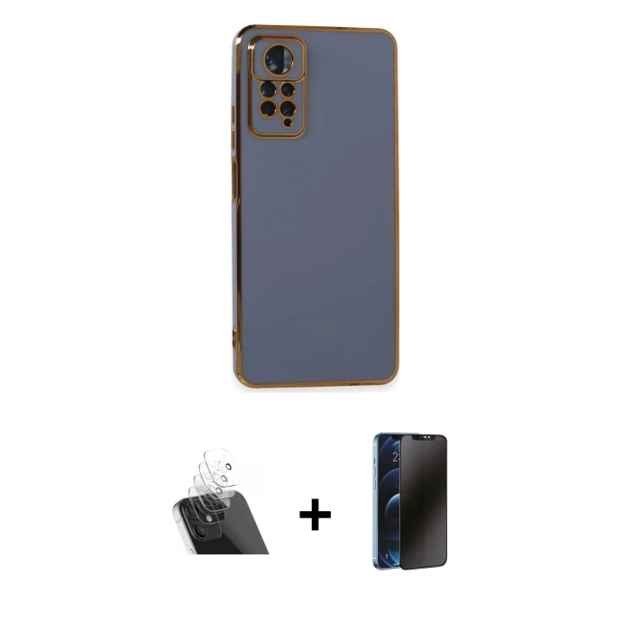 MARSİLYAN™- Redmi Note 11 Pro Kılıf Yankı Serisi - Siyah 3D Antistatik Hayalet Cam Ekran Koruyucu + Kamera Lens Koruma Cam - SF