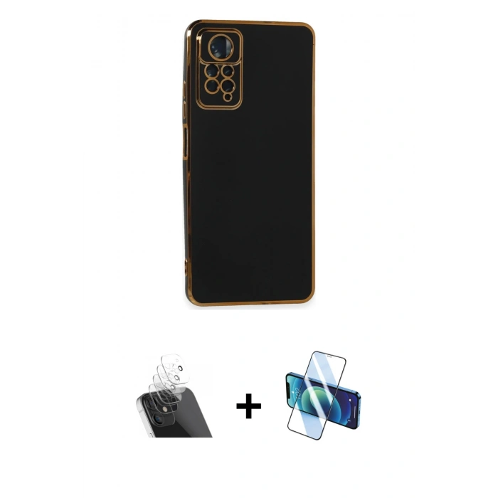 MARSİLYAN™- Redmi Note 11 Pro Kılıf Yankı Serisi - Siyah 3D Antistatik Seramik Nano Ekran Koruyucu + Kamera Lens Koruma Cam - SF