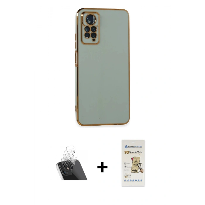 MARSİLYAN™- Redmi Note 11 Pro Kılıf Yankı Serisi - Siyah Mat Seramik Nano Ekran Koruyucu + Kamera Lens Koruma Cam - SF