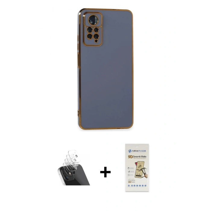MARSİLYAN™- Redmi Note 11 Pro Kılıf Yankı Serisi - Siyah Mat Seramik Nano Ekran Koruyucu + Kamera Lens Koruma Cam - SF