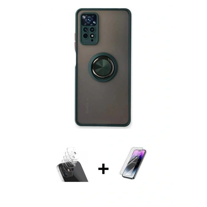 MARSİLYAN™- Redmi Note 11 Pro Kılıf Yörünge Çizgi - Şeffaf Pasifik Cam Ekran Koruyucu + Kamera Lens Koruma Cam - SF