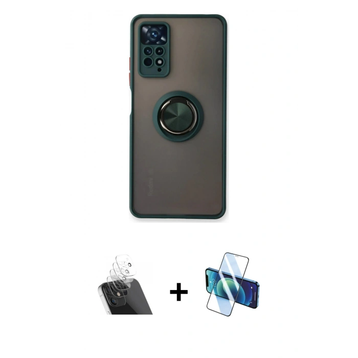 MARSİLYAN™- Redmi Note 11 Pro Kılıf Yörünge Çizgi - Siyah 3D Antistatik Seramik Nano Ekran Koruyucu + Kamera Lens Koruma Cam - SF