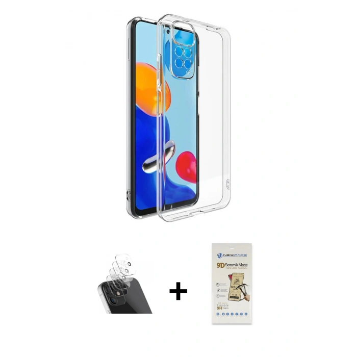 MARSİLYAN™- Redmi Note 11 Pro Kılıf Zirve Doku - Siyah Mat Seramik Nano Ekran Koruyucu + Kamera Lens Koruma Cam - SF