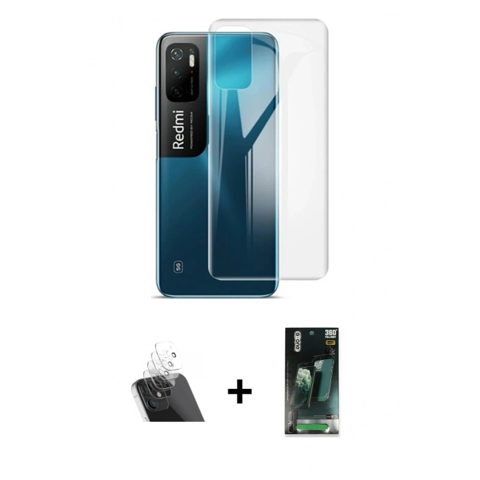 MARSİLYAN™- Redmi Note 11 SE Kılıf Zirve Doku - Şeffaf 360 Full Body Arka Koruyucu + Kamera Lens Koruma Cam - SF