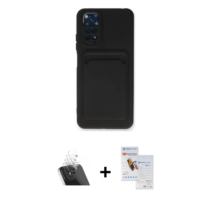 MARSİLYAN™- Redmi Note 11S Kılıf Vadi Çizgi Prime - Siyah Seramik Nano Ekran Koruyucu + Kamera Lens Koruma Cam - SF