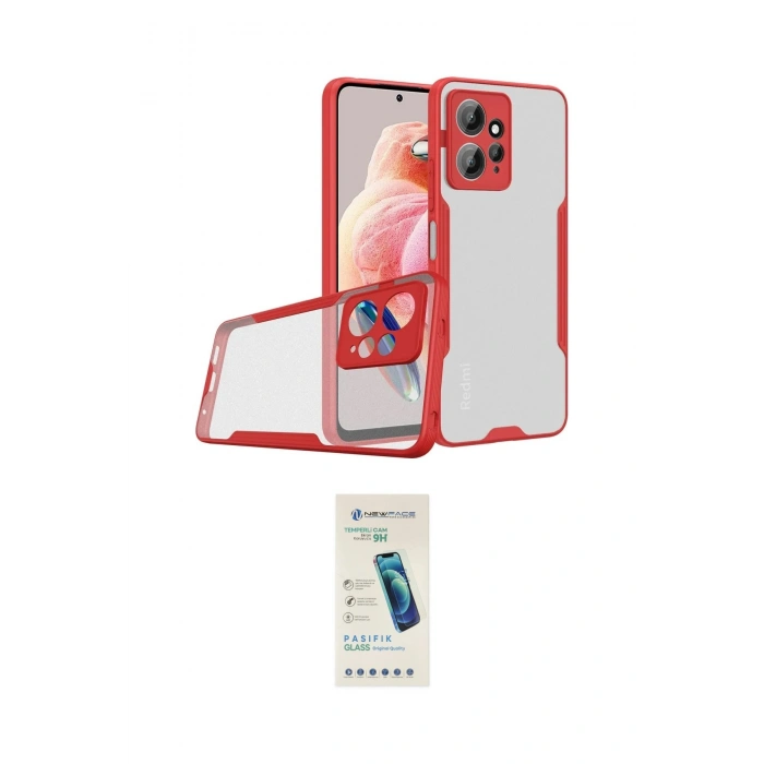 MARSİLYAN™- Redmi Note 12 4G Kılıf Atlas Asil Serisi - Şeffaf Pasifik Cam Ekran Koruyucu