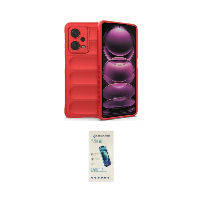 MARSİLYAN™- Redmi Note 12 4G Kılıf Atlas Koleksiyonu - Şeffaf Pasifik Cam Ekran Koruyucu