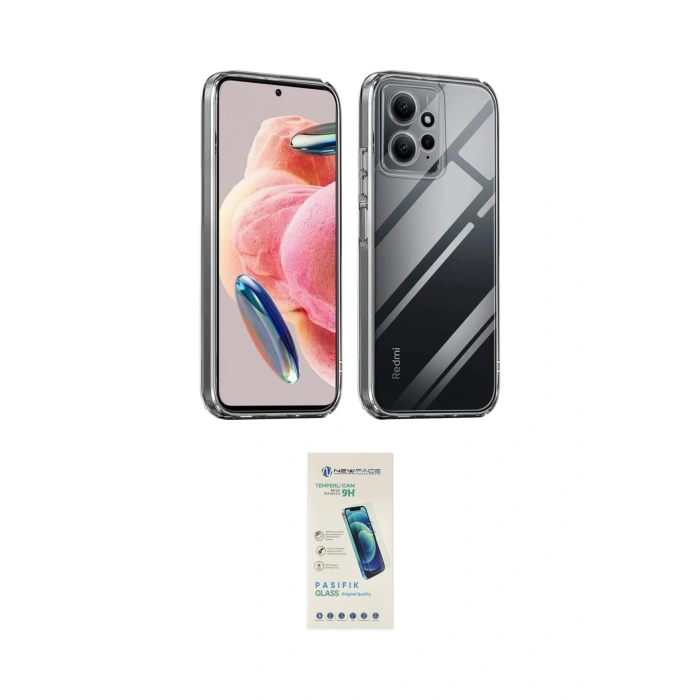 MARSİLYAN™- Redmi Note 12 4G Kılıf Zirve Doku - Şeffaf Pasifik Cam Ekran Koruyucu
