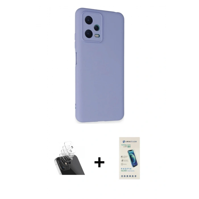 MARSİLYAN™- Redmi Note 12 5G Kılıf Ahenk Serisi - Şeffaf Pasifik Cam Ekran Koruyucu + Kamera Lens Koruma Cam - SF