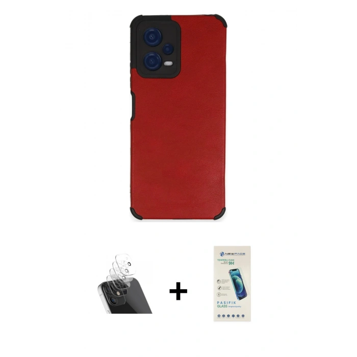MARSİLYAN™- Redmi Note 12 5G Kılıf Doruk Asil Koleksiyonu - Şeffaf Pasifik Cam Ekran Koruyucu + Kamera Lens Koruma Cam - SF