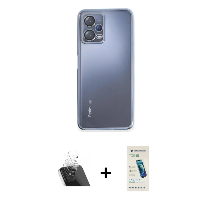 MARSİLYAN™- Redmi Note 12 5G Kılıf Vadi Minimal - Şeffaf Pasifik Cam Ekran Koruyucu + Kamera Lens Koruma Cam - SF