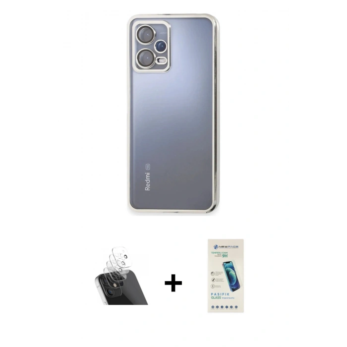 MARSİLYAN™- Redmi Note 12 5G Kılıf Vadi Minimal - Şeffaf Pasifik Cam Ekran Koruyucu + Kamera Lens Koruma Cam - SF