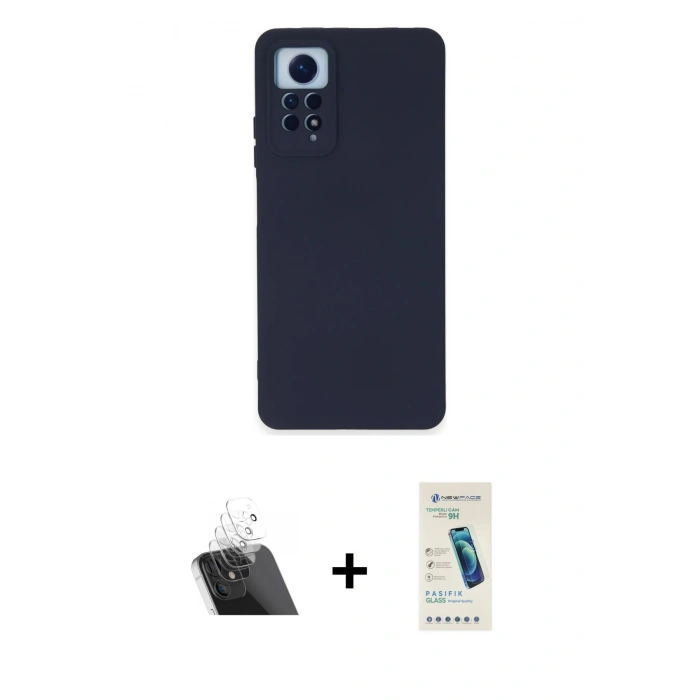 MARSİLYAN™- Redmi Note 12 Pro 4G Kılıf Ahenk Serisi - Şeffaf Pasifik Cam Ekran Koruyucu + Kamera Lens Koruma Cam - SF