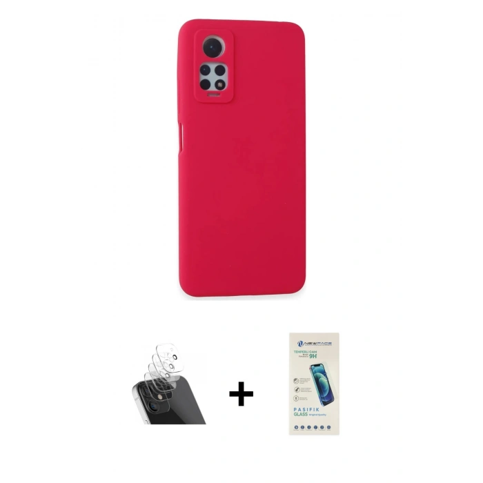 MARSİLYAN™- Redmi Note 12 Pro 4G Kılıf Ahenk Serisi - Şeffaf Pasifik Cam Ekran Koruyucu + Kamera Lens Koruma Cam - SF