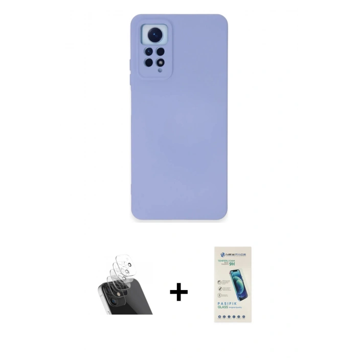 MARSİLYAN™- Redmi Note 12 Pro 4G Kılıf Ahenk Serisi - Şeffaf Pasifik Cam Ekran Koruyucu + Kamera Lens Koruma Cam - SF