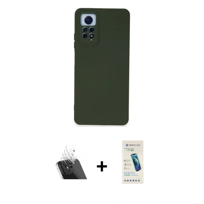 MARSİLYAN™- Redmi Note 12 Pro 4G Kılıf Ahenk Serisi - Şeffaf Pasifik Cam Ekran Koruyucu + Kamera Lens Koruma Cam - SF