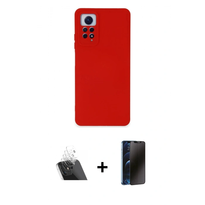 MARSİLYAN™- Redmi Note 12 Pro 4G Kılıf Ahenk Serisi - Siyah 3D Antistatik Hayalet Cam Ekran Koruyucu + Kamera Lens Koruma Cam - SF