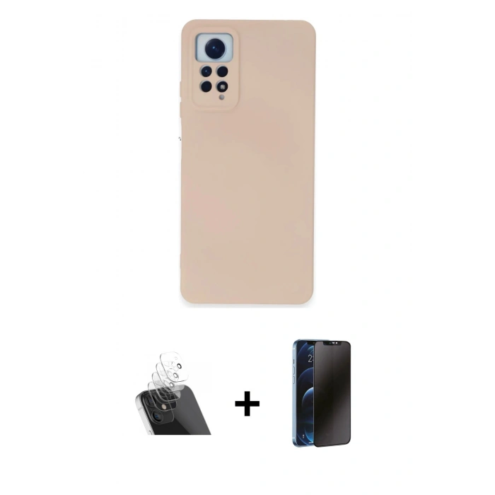 MARSİLYAN™- Redmi Note 12 Pro 4G Kılıf Ahenk Serisi - Siyah 3D Antistatik Hayalet Cam Ekran Koruyucu + Kamera Lens Koruma Cam - SF