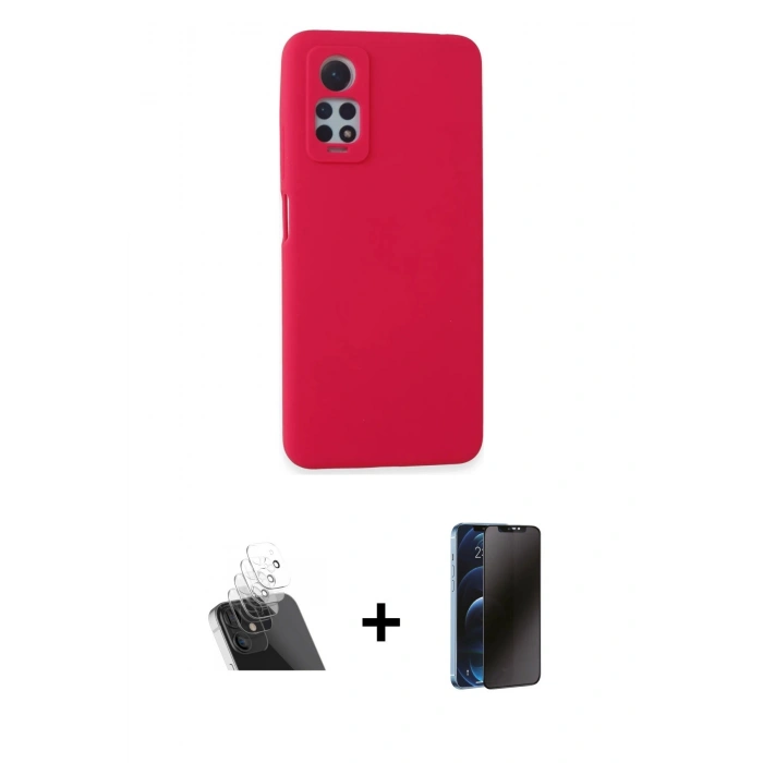 MARSİLYAN™- Redmi Note 12 Pro 4G Kılıf Ahenk Serisi - Siyah 3D Antistatik Hayalet Cam Ekran Koruyucu + Kamera Lens Koruma Cam - SF