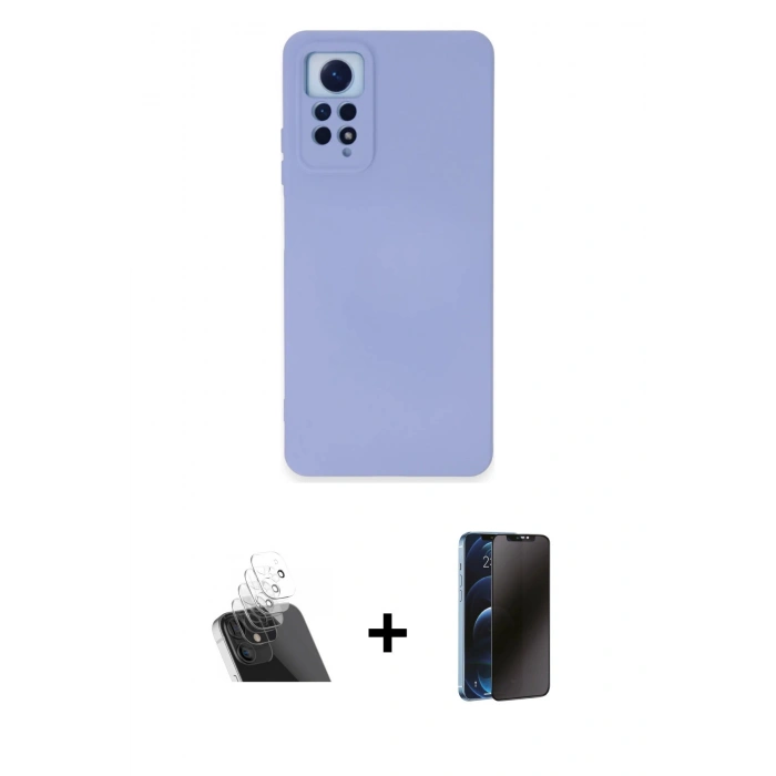 MARSİLYAN™- Redmi Note 12 Pro 4G Kılıf Ahenk Serisi - Siyah 3D Antistatik Hayalet Cam Ekran Koruyucu + Kamera Lens Koruma Cam - SF