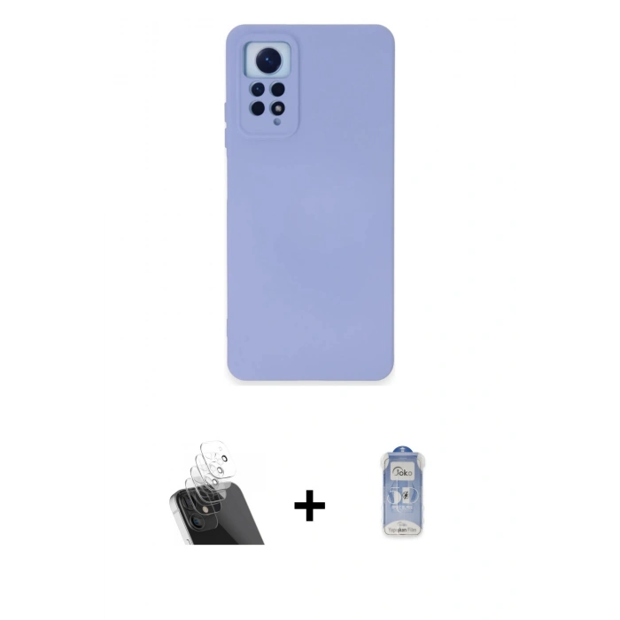 MARSİLYAN™- Redmi Note 12 Pro 4G Kılıf Ahenk Serisi - Siyah Joko Magic 5D Cam + Kamera Lens Koruma Cam - SF