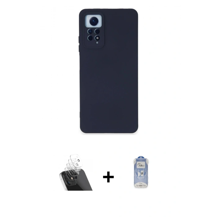 MARSİLYAN™- Redmi Note 12 Pro 4G Kılıf Ahenk Serisi - Siyah Joko Magic 5D Cam + Kamera Lens Koruma Cam - SF
