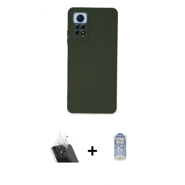 MARSİLYAN™- Redmi Note 12 Pro 4G Kılıf Ahenk Serisi - Siyah Joko Magic 5D Cam + Kamera Lens Koruma Cam - SF