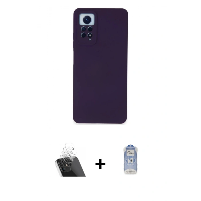 MARSİLYAN™- Redmi Note 12 Pro 4G Kılıf Ahenk Serisi - Siyah Joko Magic 5D Cam + Kamera Lens Koruma Cam - SF