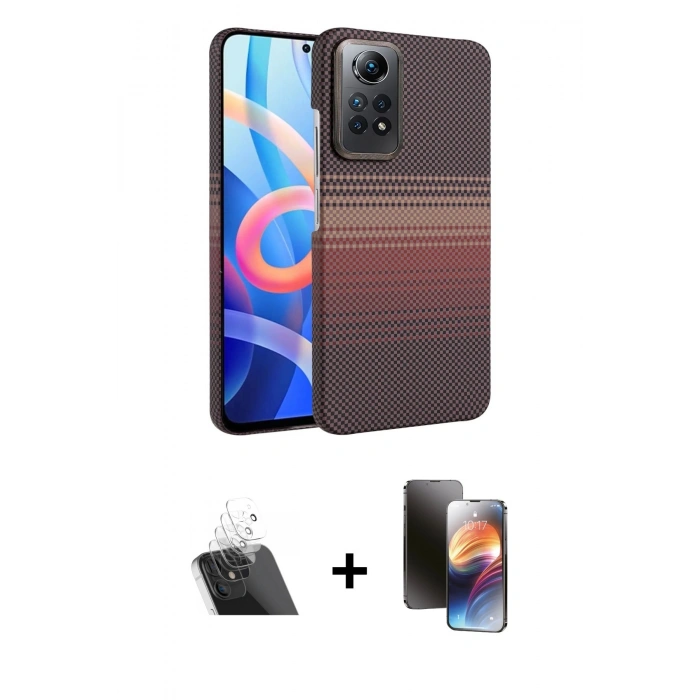 MARSİLYAN™- Redmi Note 12 Pro 4G Kılıf Doruk Serisi - Siyah 3D Antistatik Mat Seramik Nano Ekran Koruyucu + Kamera Lens Koruma Cam - SF