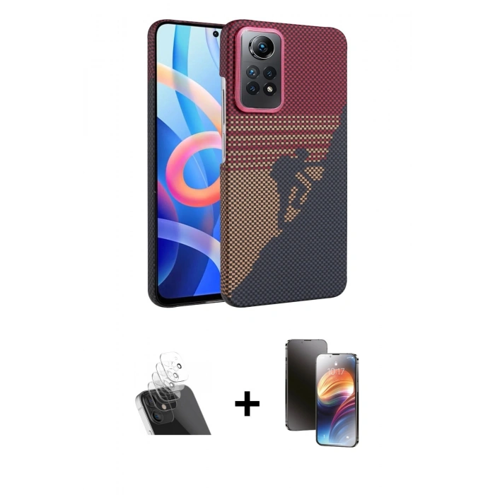 MARSİLYAN™- Redmi Note 12 Pro 4G Kılıf Doruk Serisi - Siyah 3D Antistatik Mat Seramik Nano Ekran Koruyucu + Kamera Lens Koruma Cam - SF