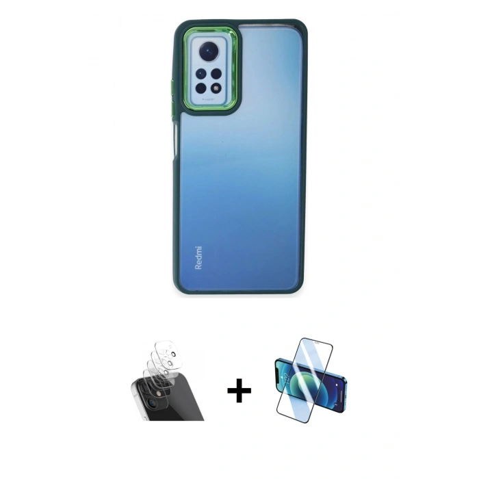MARSİLYAN™- Redmi Note 12 Pro 4G Kılıf Eksen Doku Prime - Siyah 3D Antistatik Cam Ekran Koruyucu + Kamera Lens Koruma Cam - SF