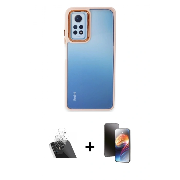 MARSİLYAN™- Redmi Note 12 Pro 4G Kılıf Eksen Doku Prime - Siyah 3D Antistatik Mat Seramik Nano Ekran Koruyucu + Şeffaf Kamera Lens Koruma Cam
