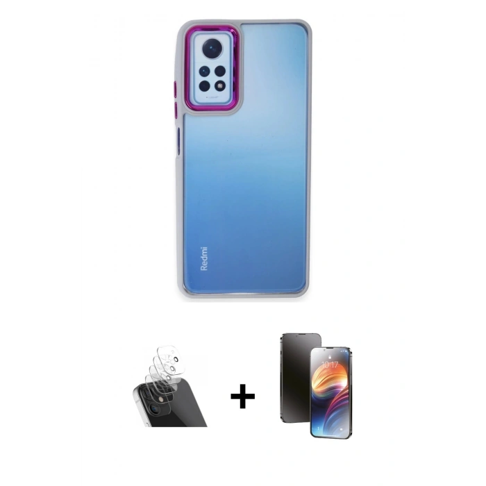 MARSİLYAN™- Redmi Note 12 Pro 4G Kılıf Eksen Doku Prime - Siyah 3D Antistatik Mat Seramik Nano Ekran Koruyucu + Şeffaf Kamera Lens Koruma Cam