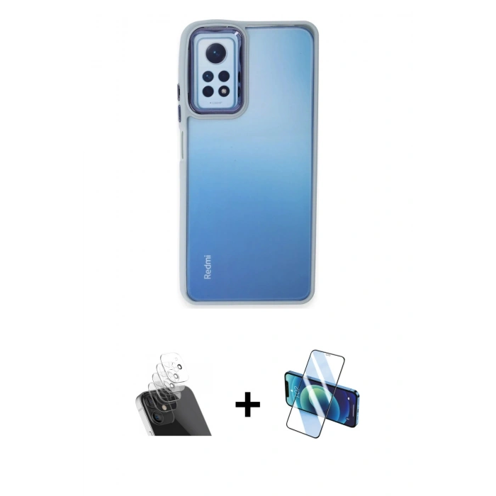 MARSİLYAN™- Redmi Note 12 Pro 4G Kılıf Eksen Doku Prime - Siyah 3D Antistatik Seramik Nano Ekran Koruyucu + Kamera Lens Koruma Cam - SF