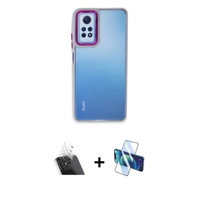 MARSİLYAN™- Redmi Note 12 Pro 4G Kılıf Eksen Doku Prime - Siyah 3D Antistatik Seramik Nano Ekran Koruyucu + Kamera Lens Koruma Cam - SF