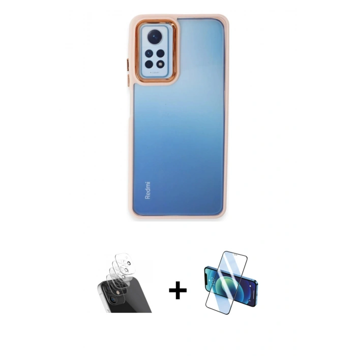 MARSİLYAN™- Redmi Note 12 Pro 4G Kılıf Eksen Doku Prime - Siyah 3D Antistatik Seramik Nano Ekran Koruyucu + Kamera Lens Koruma Cam - SF