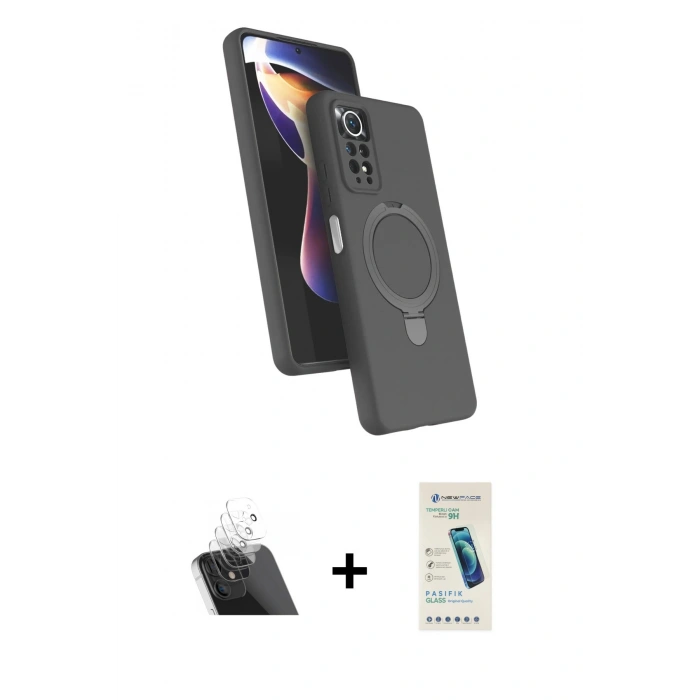 MARSİLYAN™- Redmi Note 12 Pro 4G Kılıf İz Işık Koleksiyonu - Şeffaf Pasifik Cam Ekran Koruyucu + Şeffaf Kamera Lens Koruma Cam