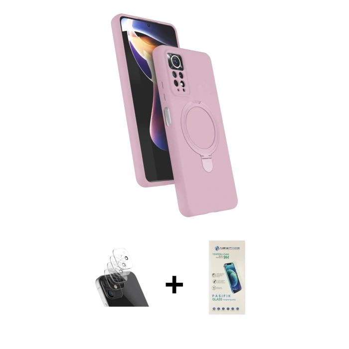 MARSİLYAN™- Redmi Note 12 Pro 4G Kılıf İz Işık Koleksiyonu - Şeffaf Pasifik Cam Ekran Koruyucu + Şeffaf Kamera Lens Koruma Cam