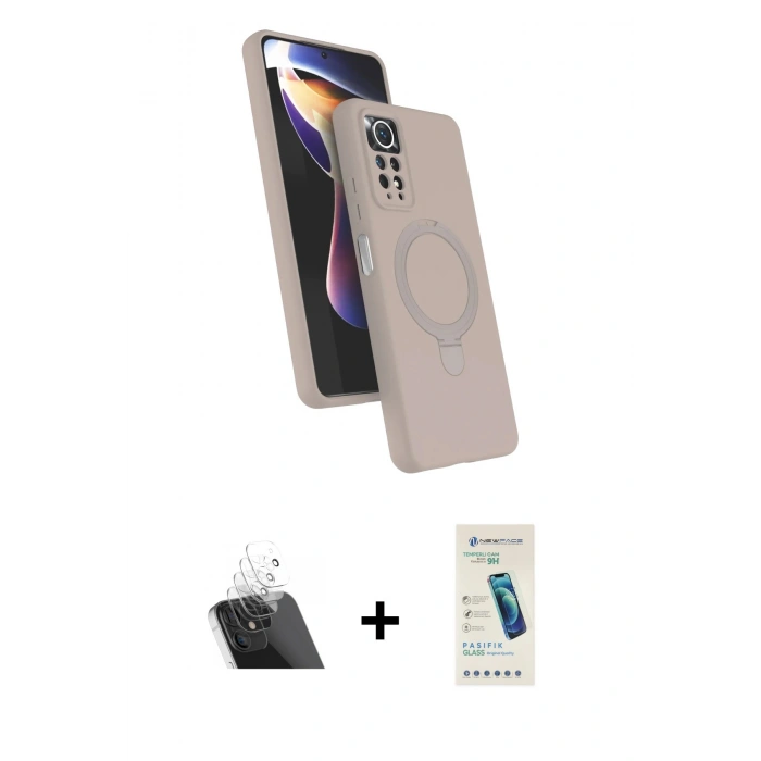 MARSİLYAN™- Redmi Note 12 Pro 4G Kılıf İz Işık Koleksiyonu - Şeffaf Pasifik Cam Ekran Koruyucu + Şeffaf Kamera Lens Koruma Cam
