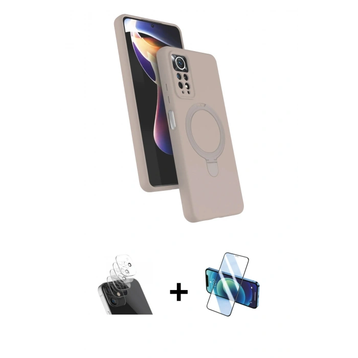 MARSİLYAN™- Redmi Note 12 Pro 4G Kılıf İz Işık Koleksiyonu - Siyah 3D Antistatik Seramik Nano Ekran Koruyucu + Şeffaf Kamera Lens Koruma Cam