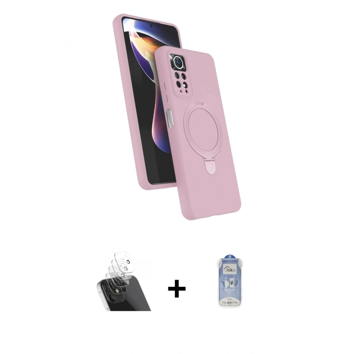 MARSİLYAN™- Redmi Note 12 Pro 4G Kılıf İz Işık Koleksiyonu - Siyah Joko Magic 5D Cam + Kamera Lens Koruma Cam - SF