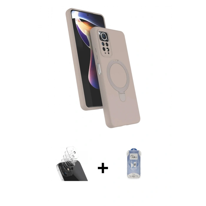 MARSİLYAN™- Redmi Note 12 Pro 4G Kılıf İz Işık Koleksiyonu - Siyah Joko Magic 5D Cam + Kamera Lens Koruma Cam - SF