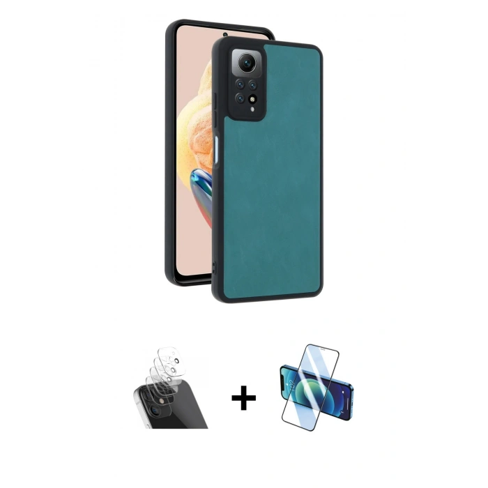 MARSİLYAN™- Redmi Note 12 Pro 4G Kılıf Kıvılcım Işık Serisi - Siyah 3D Antistatik Cam Ekran Koruyucu + Kamera Lens Koruma Cam - SF