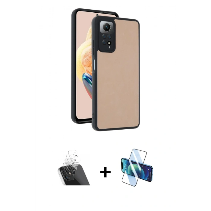 MARSİLYAN™- Redmi Note 12 Pro 4G Kılıf Kıvılcım Işık Serisi - Siyah 3D Antistatik Cam Ekran Koruyucu + Kamera Lens Koruma Cam - SF