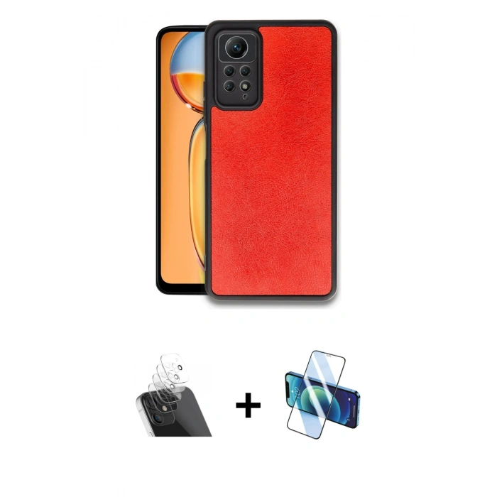MARSİLYAN™- Redmi Note 12 Pro 4G Kılıf Kıvılcım Işık Serisi - Siyah 3D Antistatik Cam Ekran Koruyucu + Kamera Lens Koruma Cam - SF