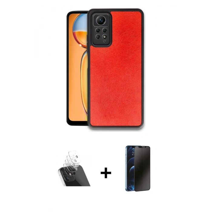 MARSİLYAN™- Redmi Note 12 Pro 4G Kılıf Kıvılcım Işık Serisi - Siyah 3D Antistatik Hayalet Cam Ekran Koruyucu + Şeffaf Kamera Lens Koruma Cam