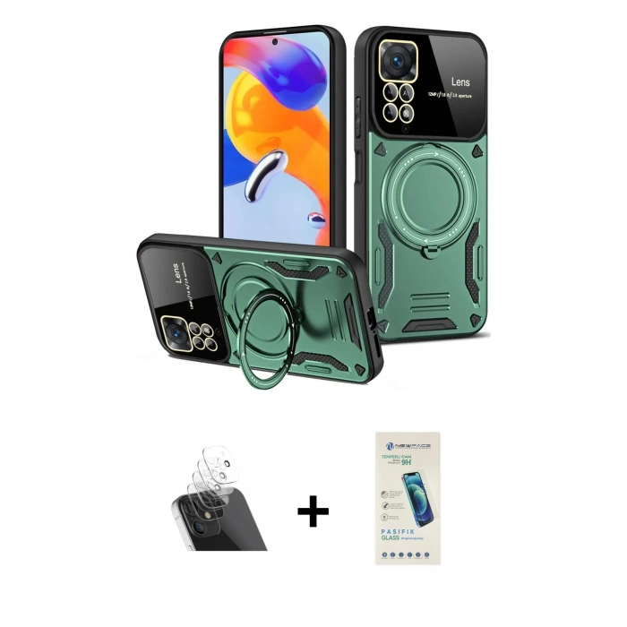 MARSİLYAN™- Redmi Note 12 Pro 4G Kılıf Kıvılcım Modern Serisi - Şeffaf Pasifik Cam Ekran Koruyucu + Kamera Lens Koruma Cam - SF