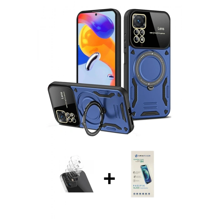 MARSİLYAN™- Redmi Note 12 Pro 4G Kılıf Kıvılcım Modern Serisi - Şeffaf Pasifik Cam Ekran Koruyucu + Kamera Lens Koruma Cam - SF