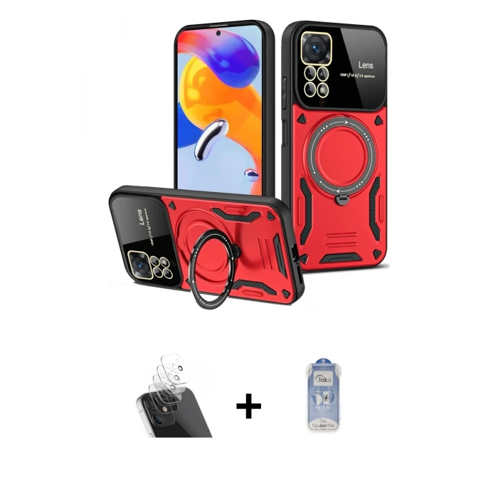 MARSİLYAN™- Redmi Note 12 Pro 4G Kılıf Kıvılcım Modern Serisi - Siyah Joko Magic 5D Cam + Kamera Lens Koruma Cam - SF