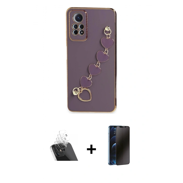 MARSİLYAN™- Redmi Note 12 Pro 4G Kılıf Nova Işık Prime - Siyah 3D Antistatik Hayalet Cam Ekran Koruyucu + Şeffaf Kamera Lens Koruma Cam